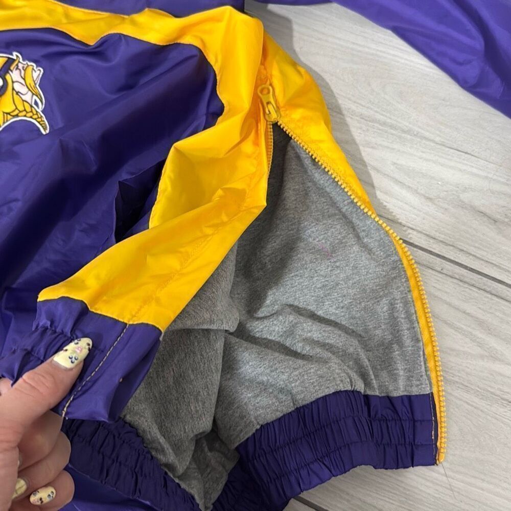 MInnesota Vikings NFL Embroidered Logo Pull Over Windbreaker Jacket Size Large E - Picture 7 of 9